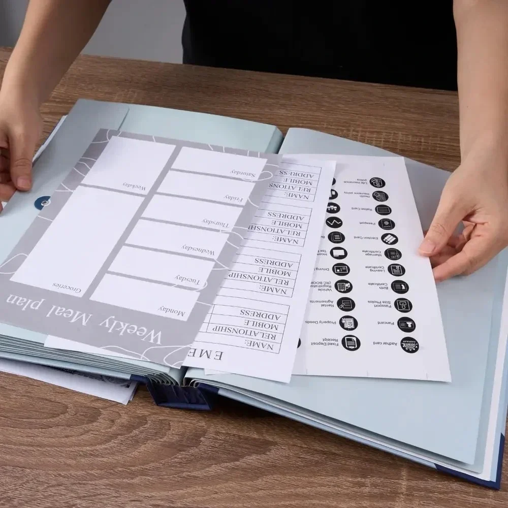 The Life Trove Document Organizer Binder for Important Documents Sky Blue OEM